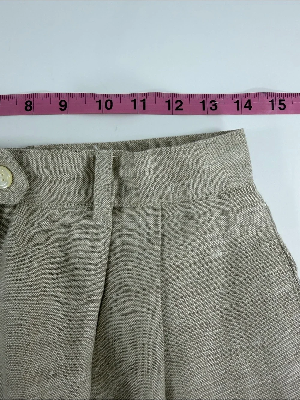 Talbots 100% Linen Pleated Wide Leg Trousers Tan High Rise Size 12